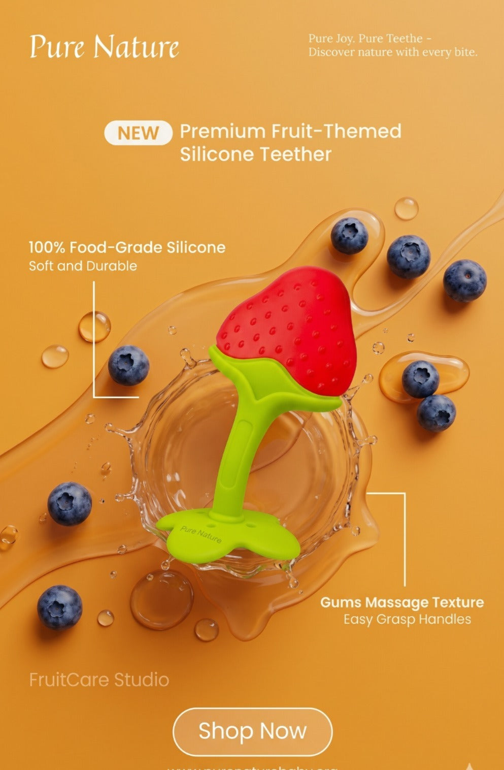 Global Duniya Silicone Baby Teether Toy – BPA-Free Soothing Teething Toy for Infants & Toddlers