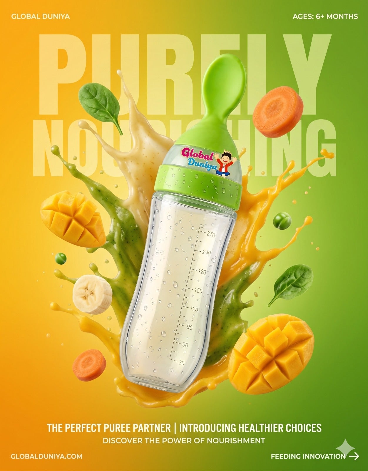 Global Duniya Baby Silicone Feeding Spoon Bottle (90ml)