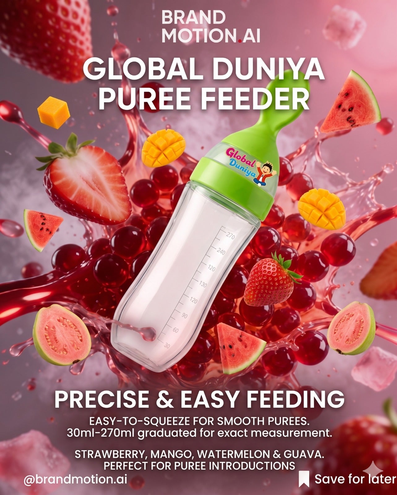 Global Duniya Baby Silicone Feeding Spoon Bottle (90ml)